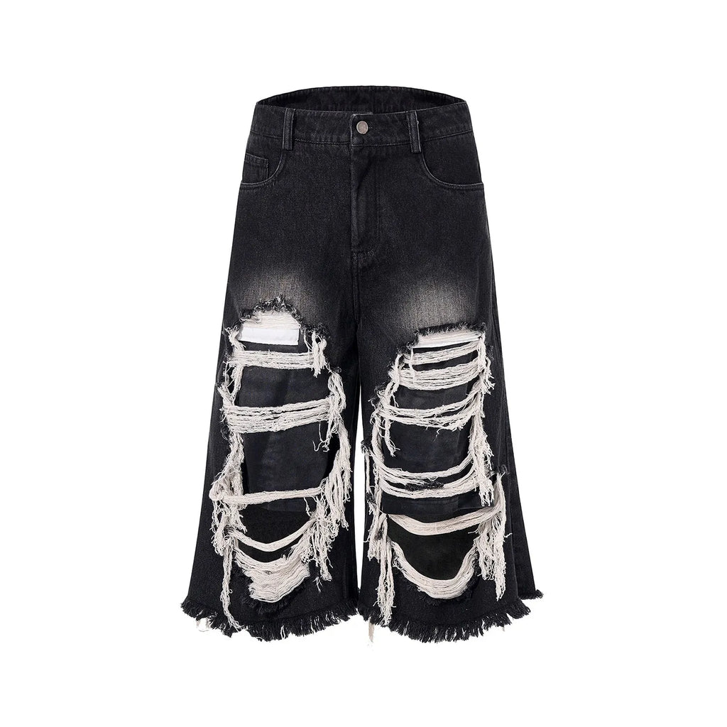 Black women's wide-leg cropped jeans with mid-high waist and micro-elastic cotton fabric
