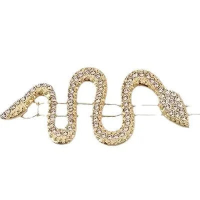 Korean vintage snake barrette hair clip with rhinestone electroplating in gold or silver colour option