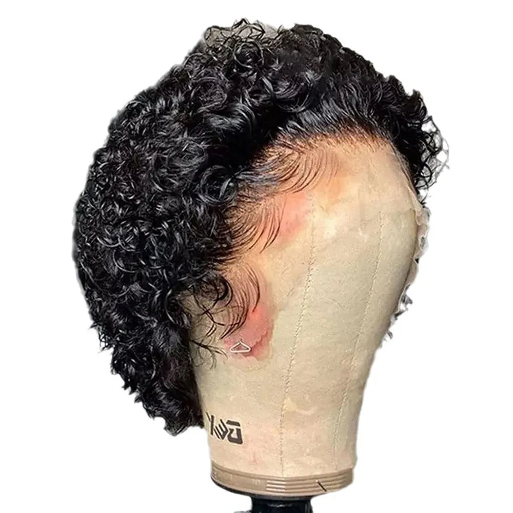 Black human hair lace front wig in natural style with 13x1 colouring