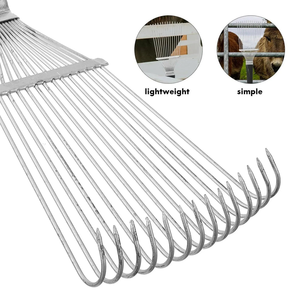 Black stainless steel pet grooming rake comb measuring 33cm for dogs and horses