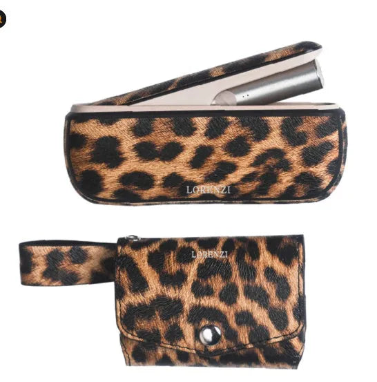 Light luxury waterproof PU leather storage protective bag in leopard print and yellow colour options