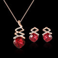 Alloy bridal jewellery set showing water wave chain necklace and matching earrings with diamond processing