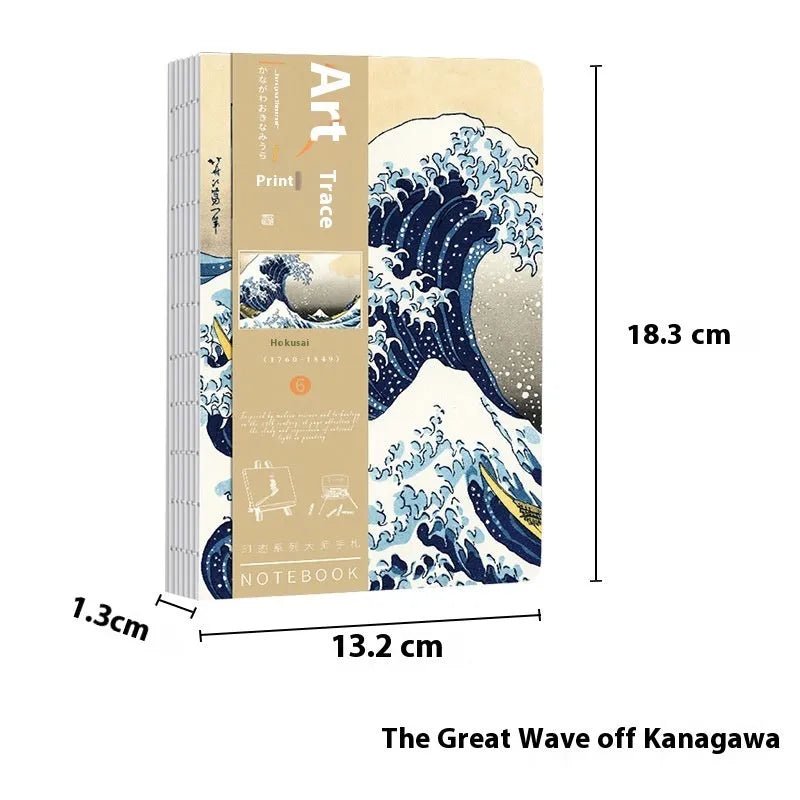 Japanese ukiyo-e art hand ledger notebook with vintage retro style and traditional artwork cover