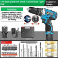 12V two-speed impact pistol drill and electric screwdriver set with storage box