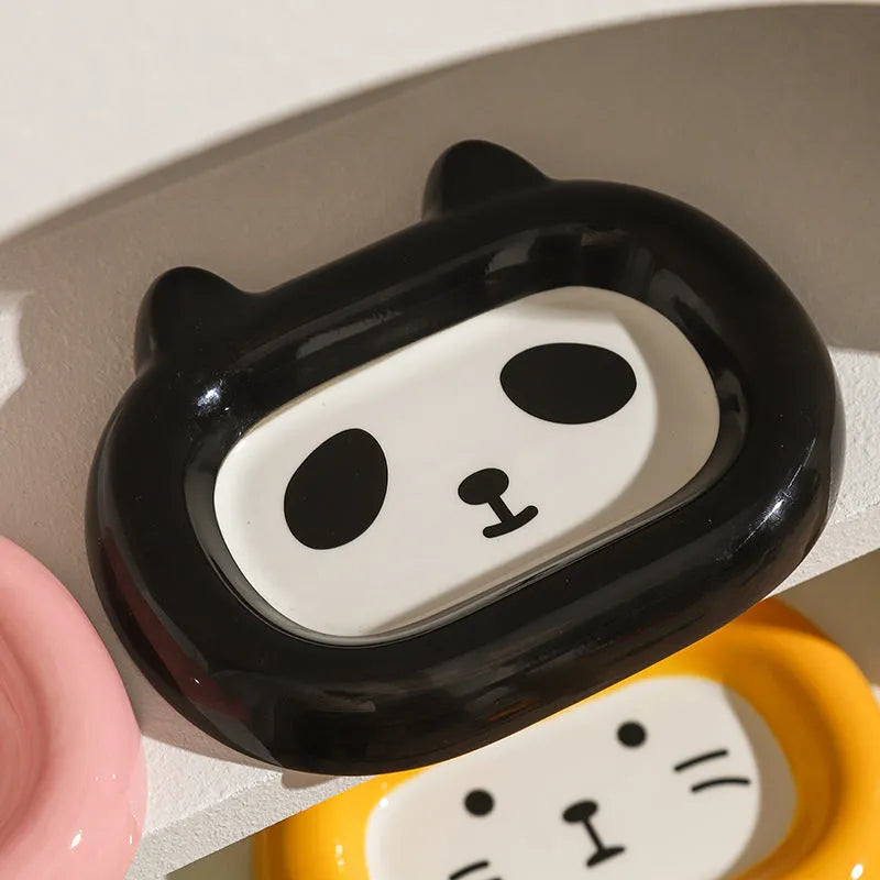 Ceramic pet bowl with animal design, 13.5cm diameter, for cat and small dog food or water.