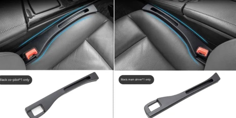 Black plastic car seat gap storage organiser box with handle
