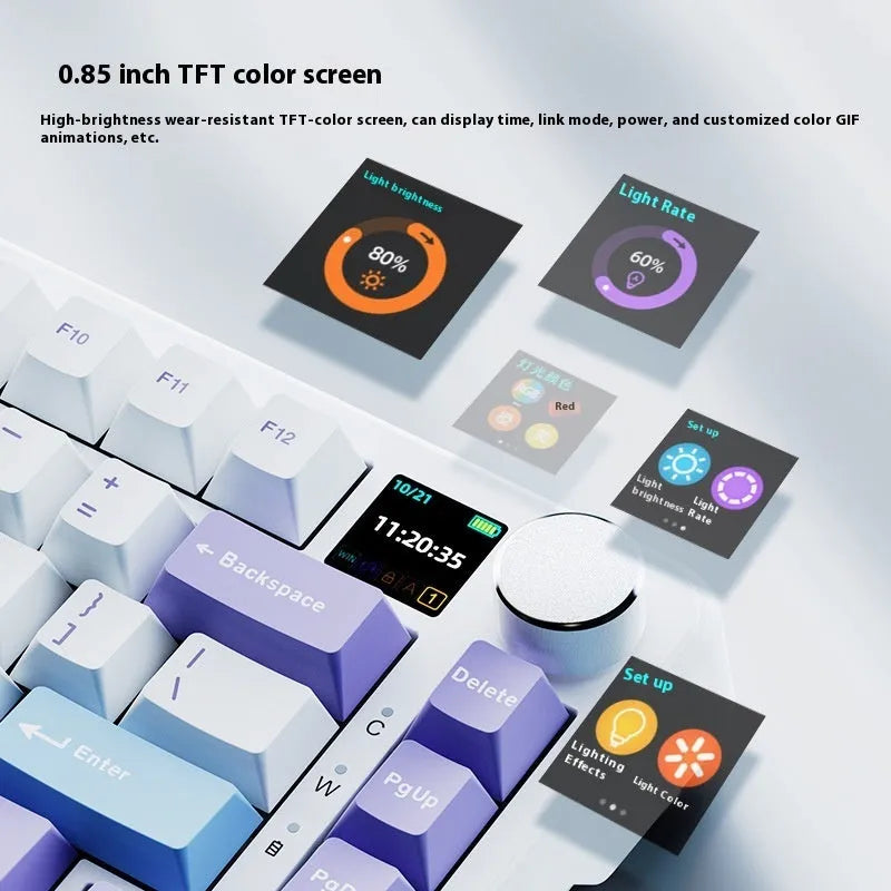 Black, Grey and Yellow three-mode wireless hot-swappable mechanical keyboard with key puller and tools.
