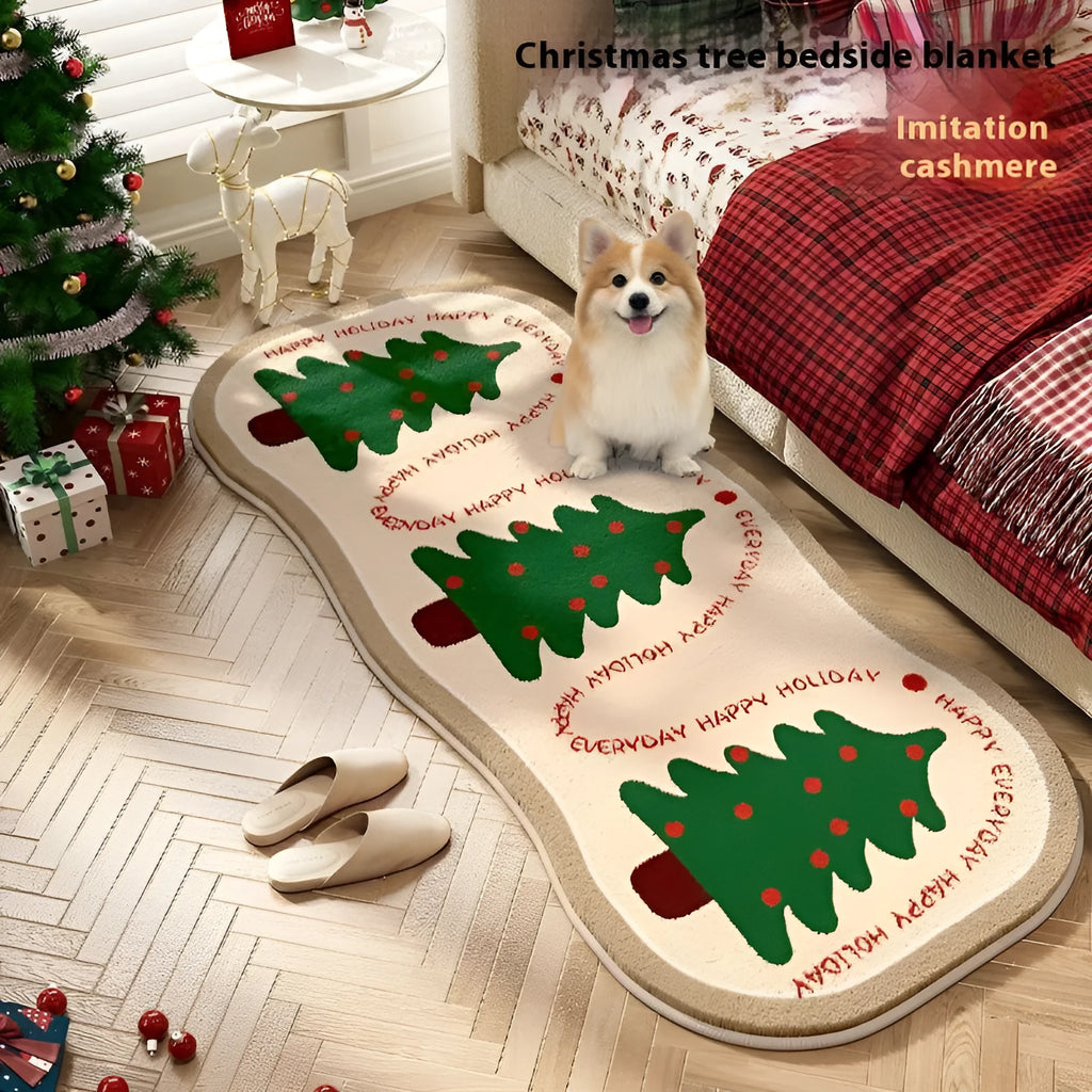 Imitation cashmere Christmas carpet decoration with festive pattern in various size options