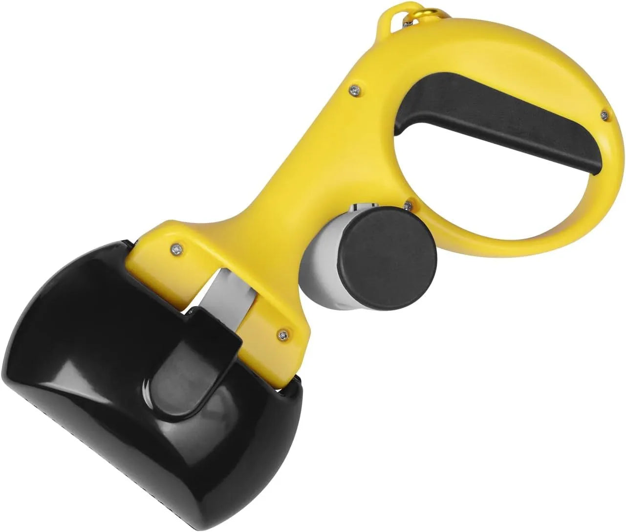 ABS plastic pet pooper scooper with built-in trash bag holder in four colour options