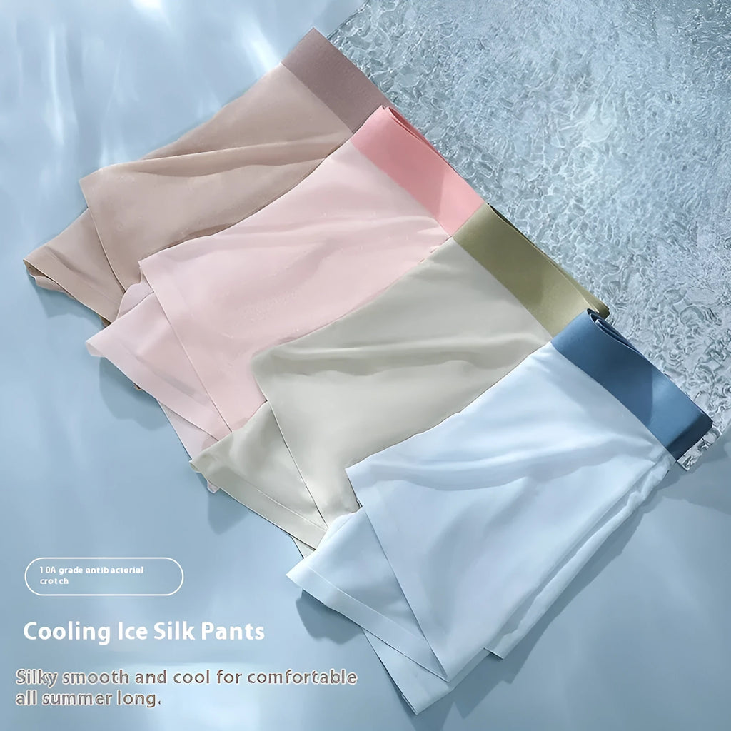 Ice silk men's cooling antibacterial shorts in bean green colour with seamless construction