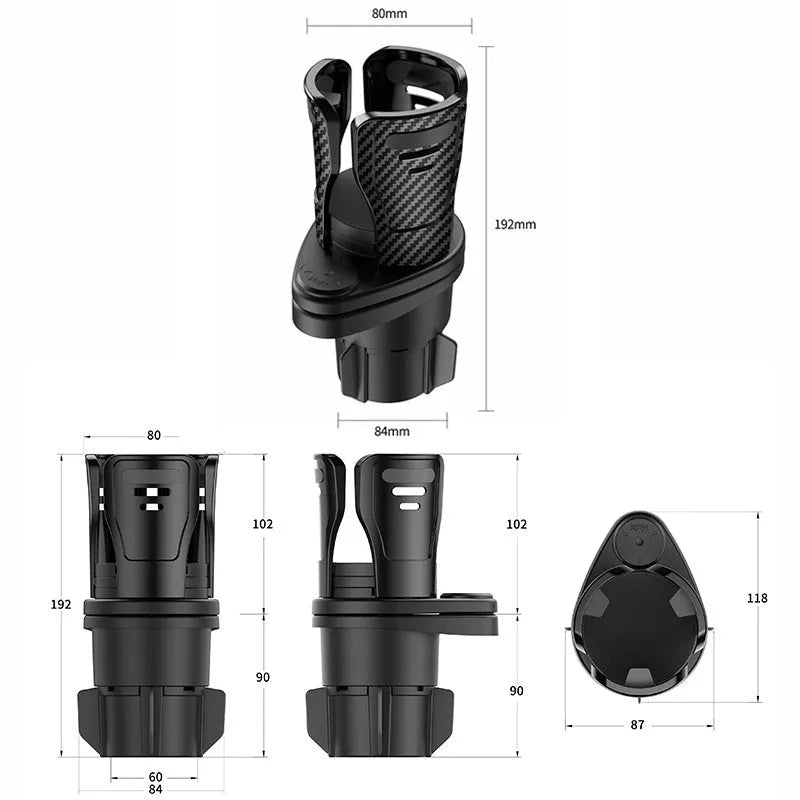 Car cup holder modification accessory in ABS plastic with carbon fibre and matte finish options