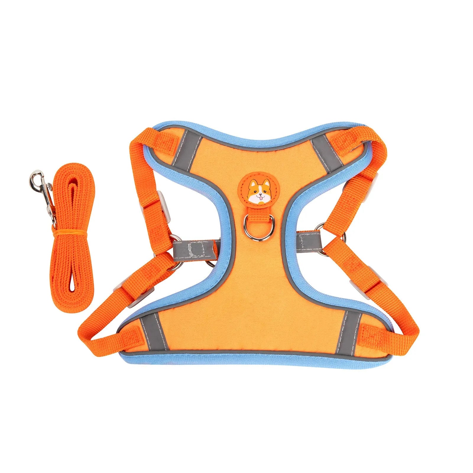 Adjustable dog harness vest in six colours with haulage rope leash attachment