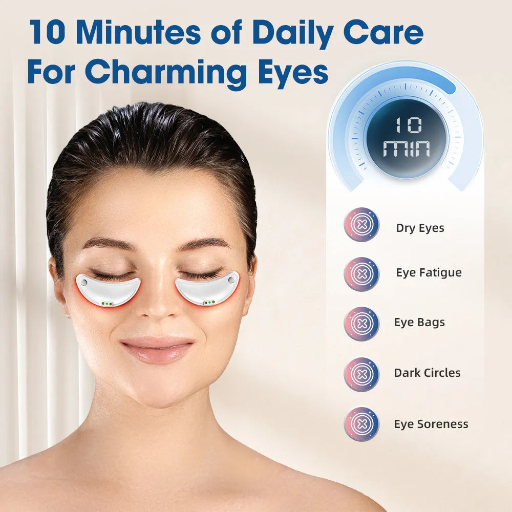 White wireless red light eye massager device with facial mask design for EMS therapy