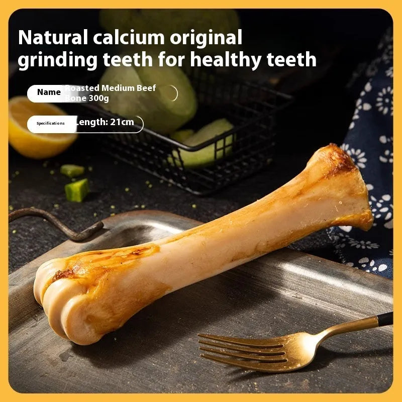 Puppy molar rod chew toy for teeth cleaning in three sizes with roasted ox bone material