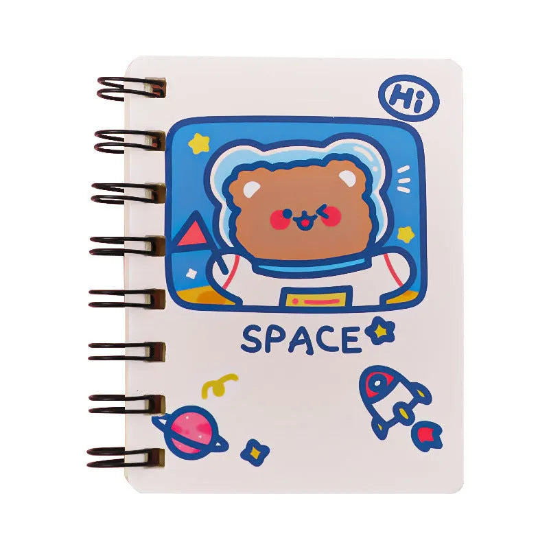 Astronaut themed pocket flipper notebook measuring 10.5 by 8 centimetres