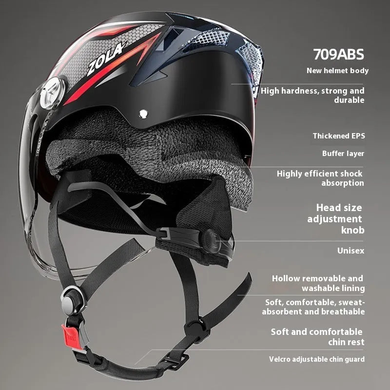 3C certified ABS motorcycle half helmet with a dual mirror sun visor shown in a light brown colour variant.