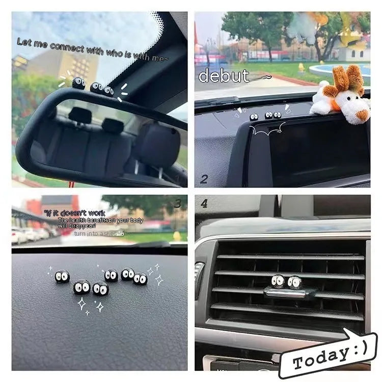Small black resin briquette cartoon decoration for car interior with traceless glue