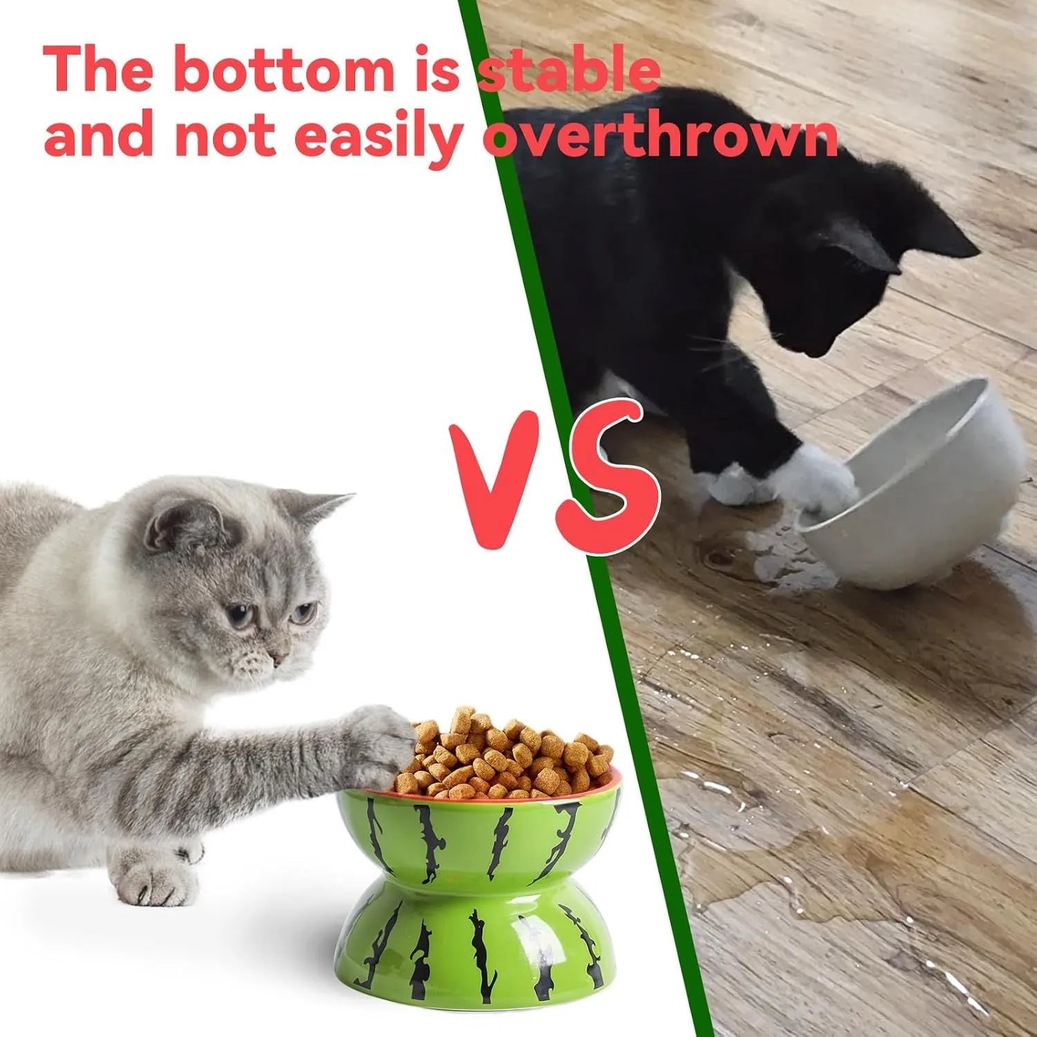 Ceramic raised cat bowl with tilted design in orange, pitaya, or watermelon colour options