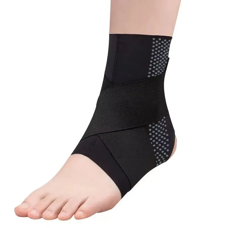 Black Lycra ankle support brace with fixed rehabilitation protection and anti-kick sports design