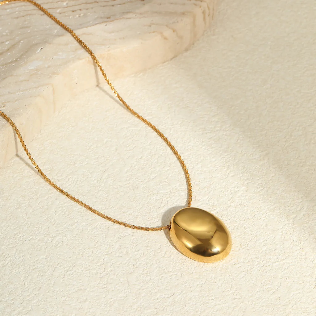Gold geometric pendant necklace on adjustable 41-50cm stainless steel chain with 18K electroplating