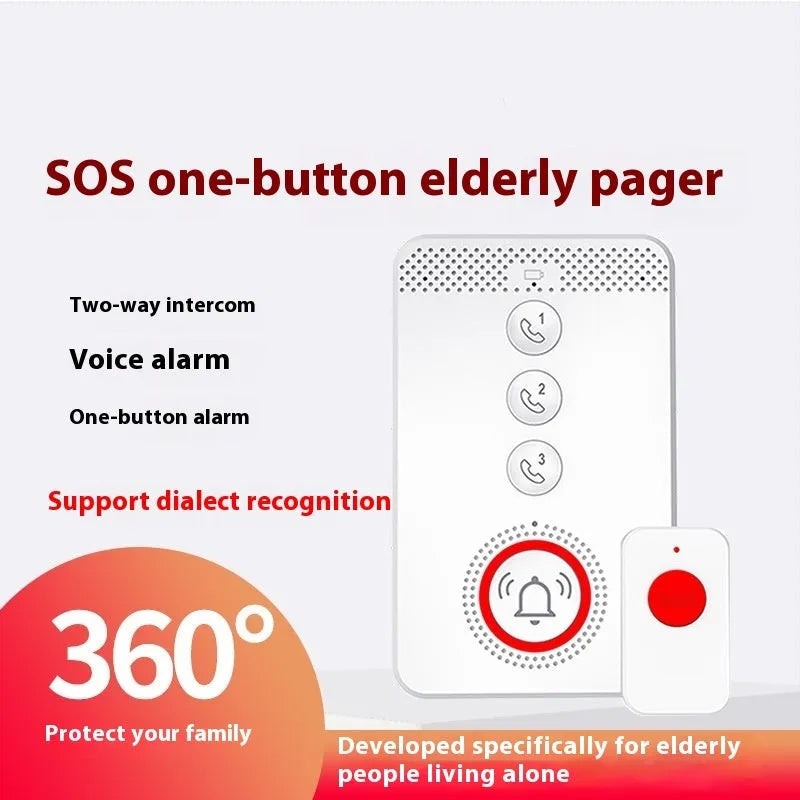 White voice emergency alert device with one buzzer unit and three separate emergency call buttons.