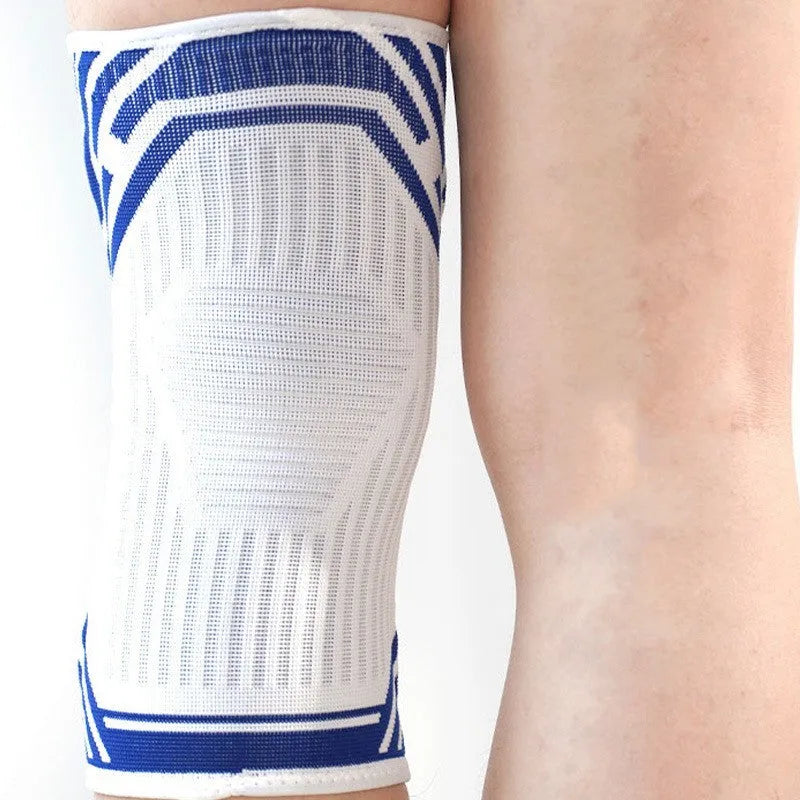 Blue cotton knee pads for adult sports with high elasticity design