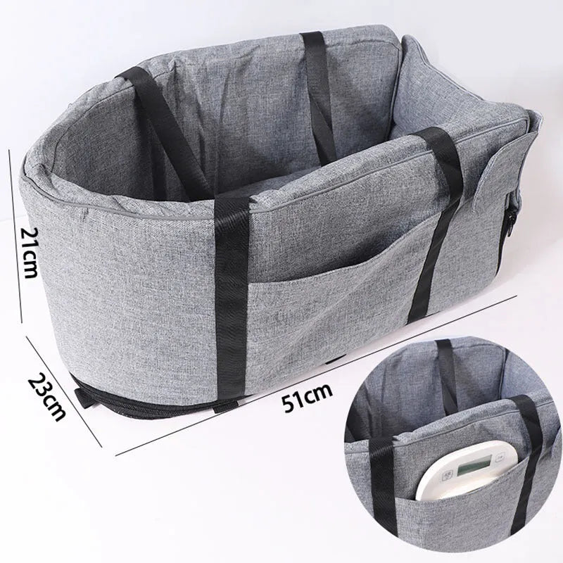 Outdoor cloth dog kennel for car travel in grey, blue, or red colour options.