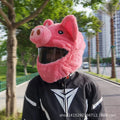 Pink Pig cartoon plush helmet protective hood cover for motorcycle helmets.