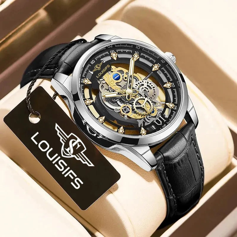 Men's Swiss double-sided hollow business quartz watch in 12mm thickness