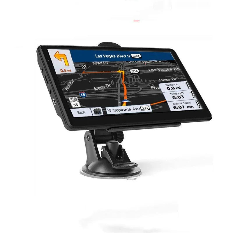 7-inch car GPS navigation device with touch screen display mounted on vehicle dashboard