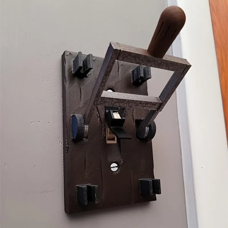 Retro-style cream single pole light switch with a surface-mounted plate and a toggle lever.