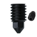 Bambu Lab A1 Mini 3D printer hardened steel nozzle hot end kit with four nozzle sizes and black silicone sleeves.
