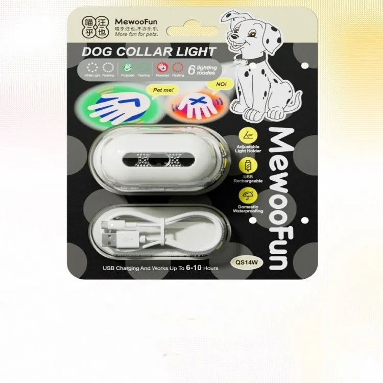 Pet luminous collar accessory in four colour options attached to dog collar