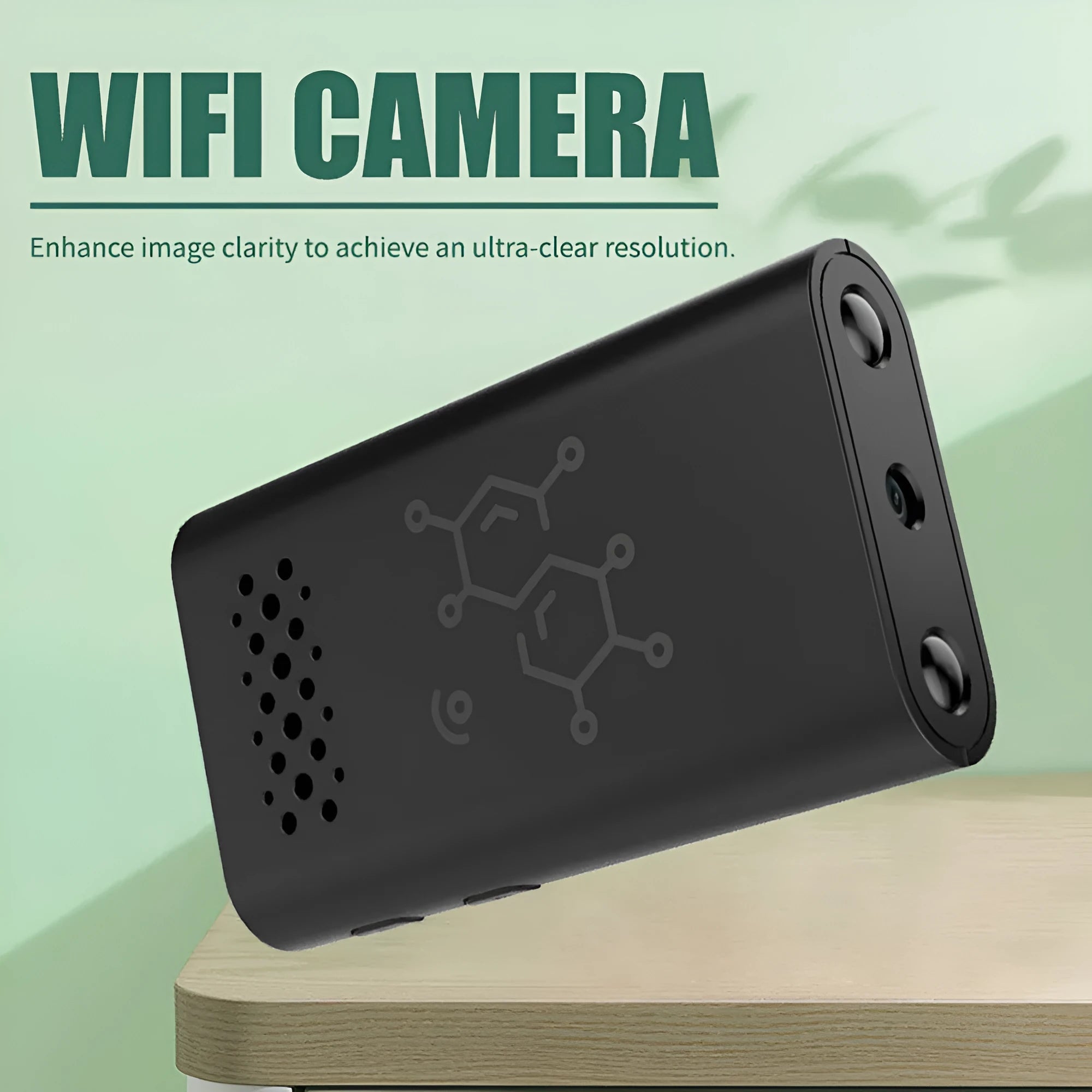 Black smart security camera with WiFi connectivity for indoor home monitoring