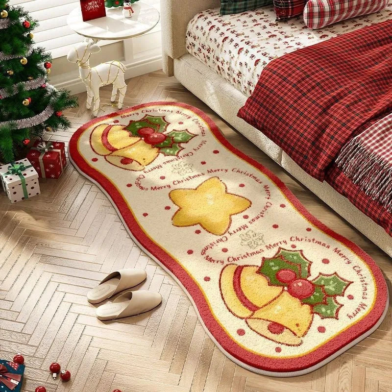 Imitation cashmere Christmas carpet decoration with festive pattern in various size options