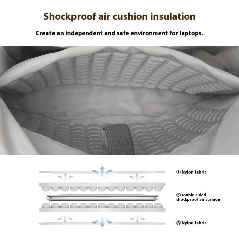 Shockproof waterproof nylon laptop bag inner liner shown in black, medium and large sizes for 13.3 to 15.6 inch laptops.