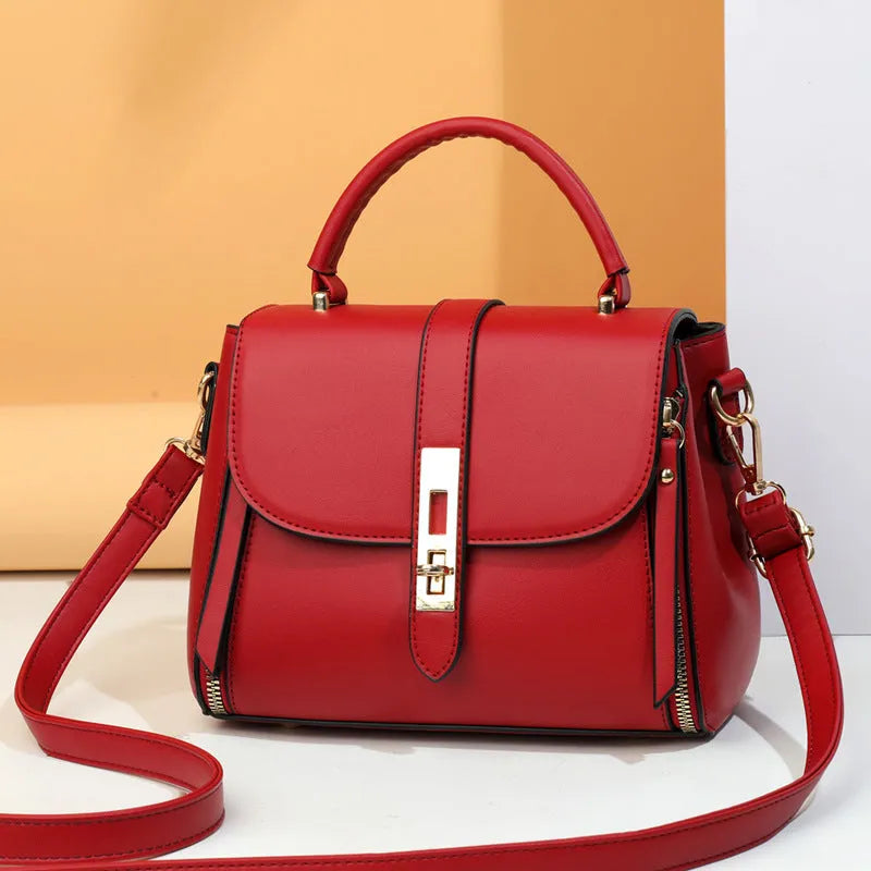 Women's square vertical messenger bag in soft PU leather with single shoulder strap