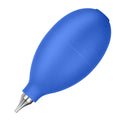 Blue rubber handheld dust blower cleaning tool for camera lenses and phones.