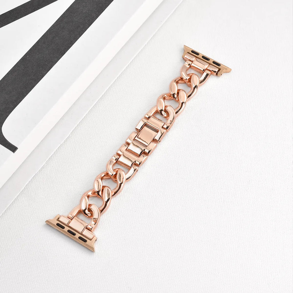 Denim pattern metal chain watch strap for Apple Watch in silver colour
