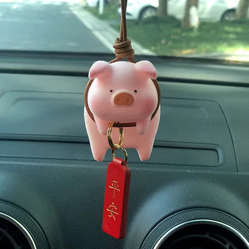 Cute cartoon pig resin ornament for car dashboard decoration
