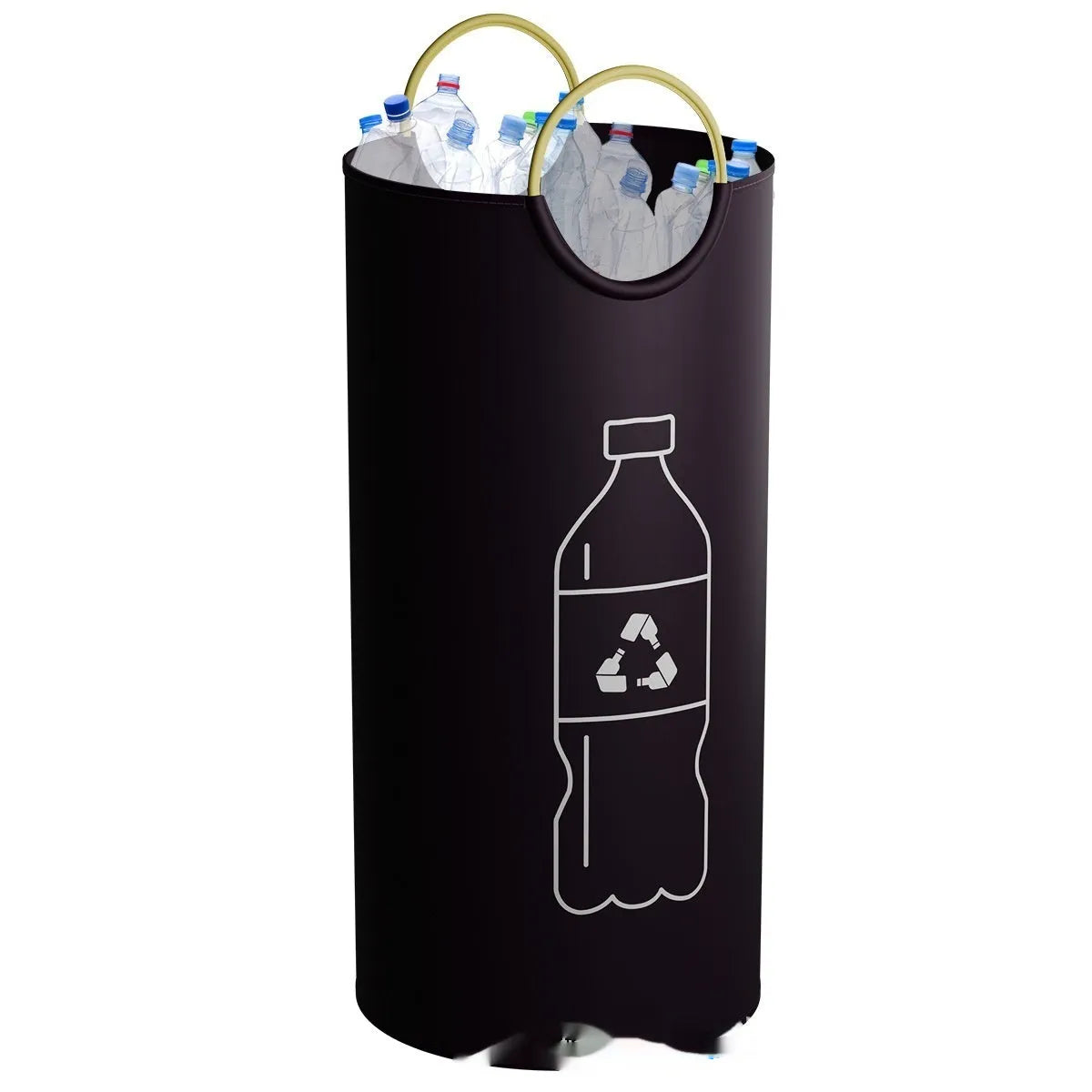 A round portable plastic trash can, 38cm wide and 72cm tall, shown with a patterned or plain finish.