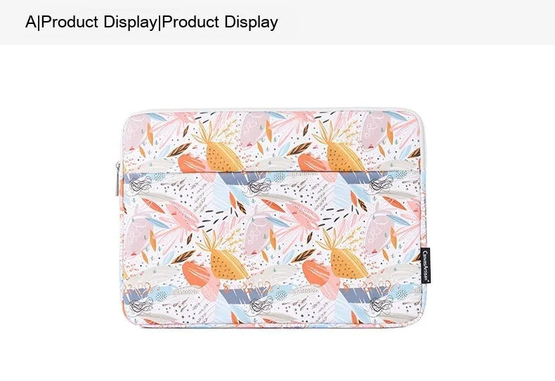 White waterproof PU leather laptop sleeve for 11 to 15 inch computers on a table.