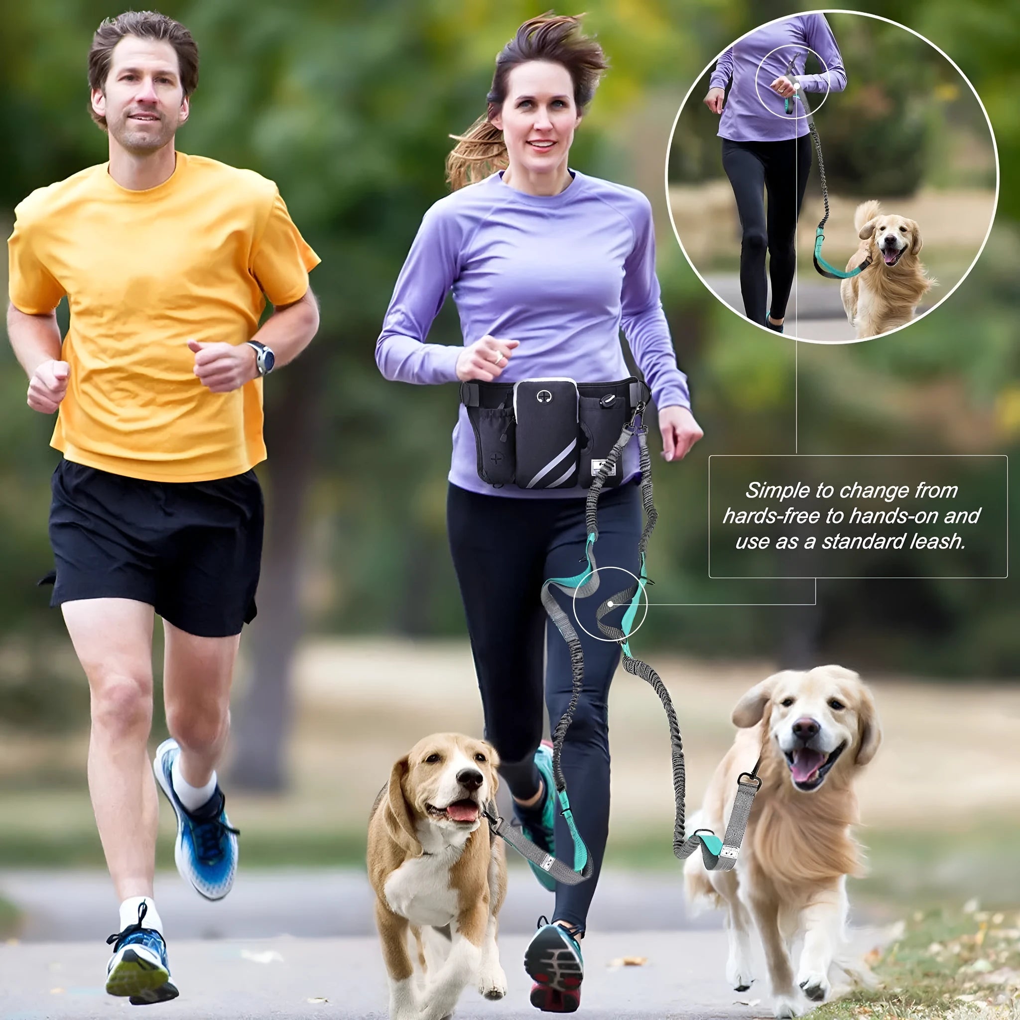 Black outdoor pet training waist bag set with telescopic leash and collar for dog walking
