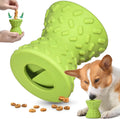 Blue natural rubber interactive treat dispensing dog toy for aggressive chewers with hollow centre.