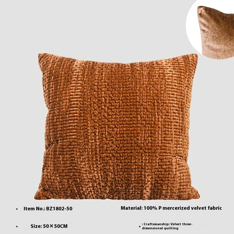 Antique style modern cushion pillow with quilted velvet texture in green, red, mocha, or orange colours