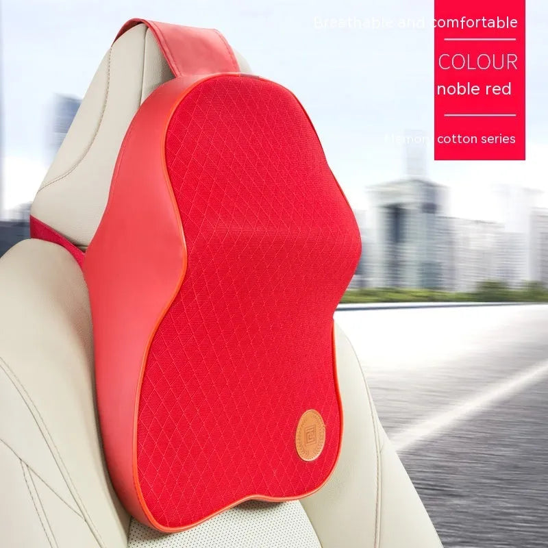 Memory foam automotive headrest pillow and lumbar support pillow set in various colour options