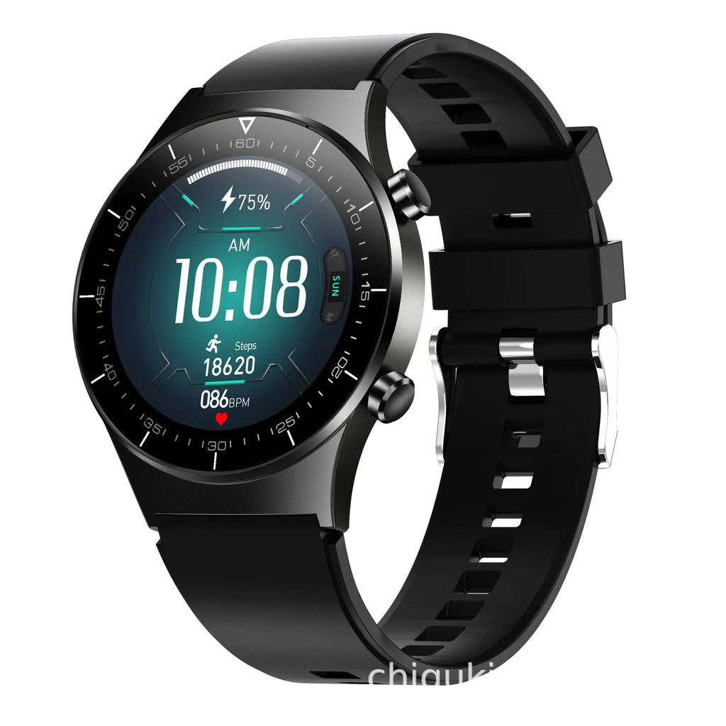 Black TPU strap smart watch with 1.3-inch touch screen displaying health metrics