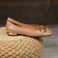 Women's square toe Mary Jane pumps with a super high heel over 8cm in apricot colour, showing shallow mouth design.