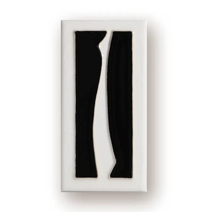 Handmade retro ceramic doorplate with enamel art number, measuring 76mm by 152mm.