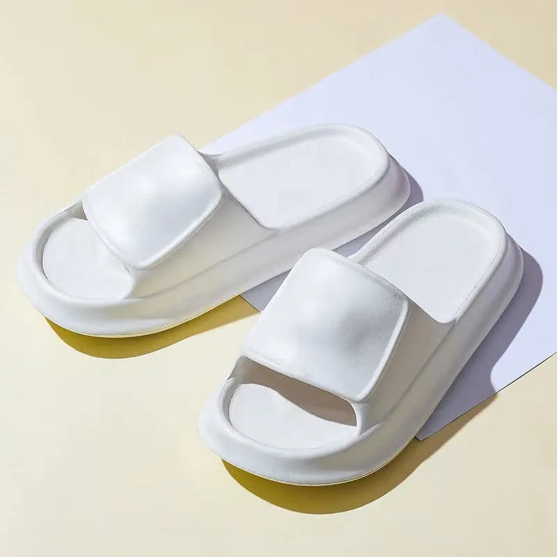 Thick sole EVA foam flip flop slippers for men and women in various colours.